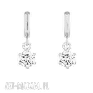 srebrne kolczyki z bezbarwnymi cyrkoniami elegancki, delikatne