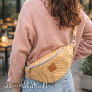 basic Żółta, damska, welurowa nerka