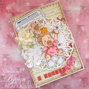 ręczne wykonanie scrapbooking kartki 1 roczek - kartka urodzinowa