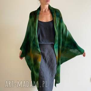 kokon kardigan z wełny merino w zieleniach, wełniany