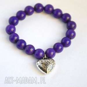 handmade bracelet by sis: serce w fioletowch kamieniach, howlicie