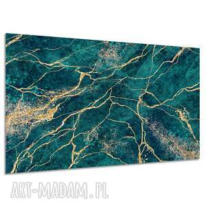 Obraz abstrakcyjny marmur turkus i złoto 120x80 cm