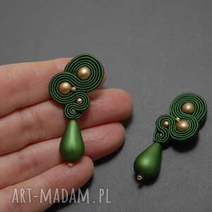 zielone klipsy sutasz, sznurek, eleganckie, wieczorowe, wyjściowe