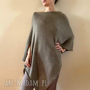 Prezent Wełniane ponczo jasnobrązowe z młodej alpaki, tunika