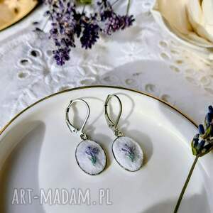 Kolczyki Lawenda jasna mini, lawendowe, kwiaty lata, w stylu retro