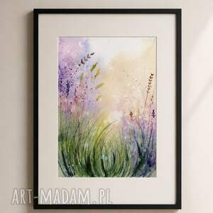 Akwarela A4 Łąka - trawy i kwiaty (oryginalny obraz) - Małgorzata Domańska art-Madam.pl