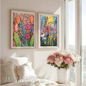 zestaw 2 prac A3, akwarela obraz sztuka, plakaty, kwiaty ilustracja