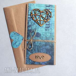 kartki kartka ślubna: geometric heart:: turquoise