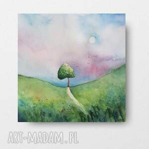 formatu 25/25 cm drzewko, akwarela