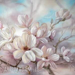 magnolia impresja, ręcznie malowany obraz olejny