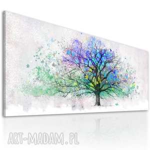obraz drukowany na płotnie z kolorowym abstrakcyjnym drzewem, format 147x60cm