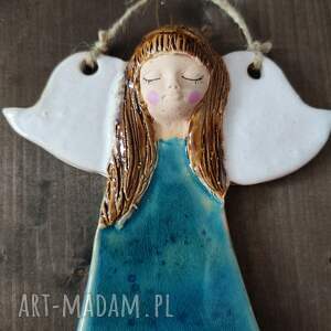 ceramiczny, anioł, prezent, zawieszka