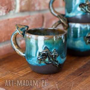 Prezent Duży kubek z grzybkami handmade | Forest moss brown | ok 500