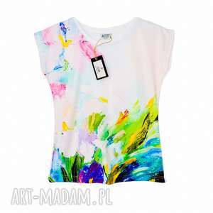 artystyczna bluzka damska abstract flowers, kwiaty, t-shirt, print, nadruk
