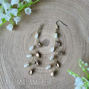 robotkialutki subtelne kolczyki kryształami perłami