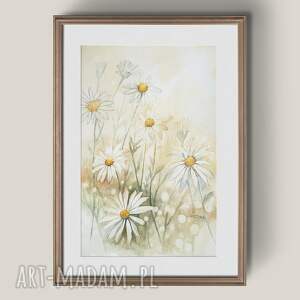 Delikatność natury - botaniczna akwarela z rumiankami A3