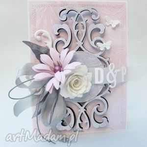 ręcznie zrobione scrapbooking kartki d&p - 4 zaproszenia