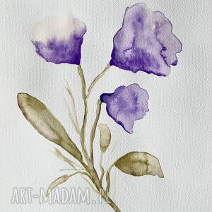 Fioletowy Kwiat A4 - akwarela, obraz, kwiatek