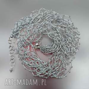 Koraliki Drobinki Srebrne, naszyjnik - koralików