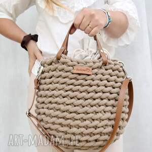 Torebka z grubego szznurka bawełnianego ręcznie tkana Boho Wave Bag