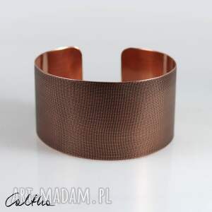 płótno - miedziana bransoletka 1500 01 szeroka bransoleta, minimalistyczna