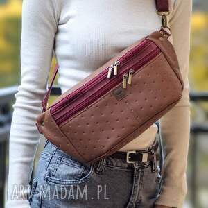 Prezent brązowo bordowa damska XL, mini plecak, nerka maxi