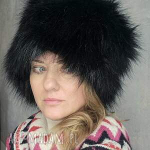 Futrzana czapka długo włos szara ecru zwariowana duża, trzeba lubić