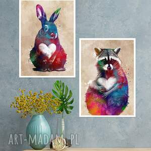 ręcznie robione dekoracje królik szop i miłość - 2 grafiki a4