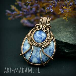 sodalit wisiorek wire wrapping kamieniem prezent, biżteria