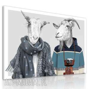 nowoczesny obraz na płótnie z kozami - rodzina kozłowskich 120x80cm 02465