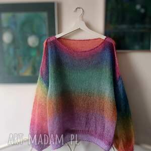 ręczne wykonanie swetry sweterek rainbow