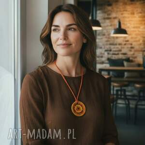 wisior ceramiczny rondo (ceramiczny wisior, ceramika na sznurku, długi wisor)