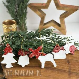 pomysł na prezent Zestaw zawieszek ceramicznych, ozdoby świąteczne