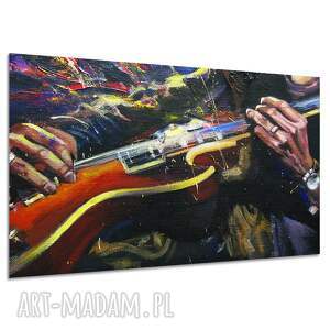 Kolorowy obraz na płótnie z gitarami - nowoczesna dekoracja salonu