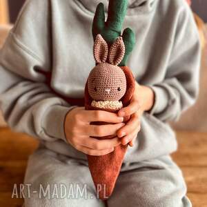 króliczek z marchewkowym materacem lnu, prezent dla dziecka, wielkanoc
