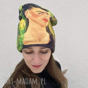 Zimowa czapka Frida Kahlo, ciepła, unikatowa, sztuka