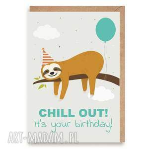 kartki kartka urodzinowa A4 leniwiec chillout