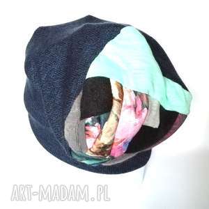 handmade czapki czapka wełniana ciepła etno turban patchwork