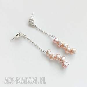 okrąg kolczyki, perła, srebro, zmatowione