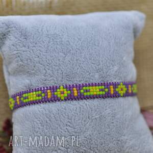 bransoletka z koralików miyuki na sznurku, fioletowa, szczęście, prezent