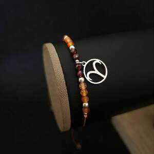 bransoletka zodiakalna dla barana - wersja ze srebrem karneol, granat, hematyt