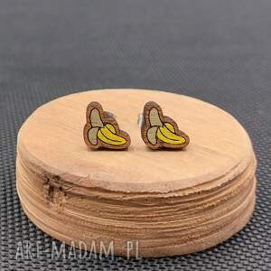 Kolczyki drewniane BANANY, banan, owoce, lato