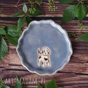 beagle podstawka z pieskiem, zwierzęta, ceramiczna paterka, prezent