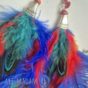 Kolczyki kolorowe energetyczne pióra duże lekkie wykonane