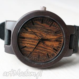drewniany zegarek new style ebony red, heban hebanowy elegancki