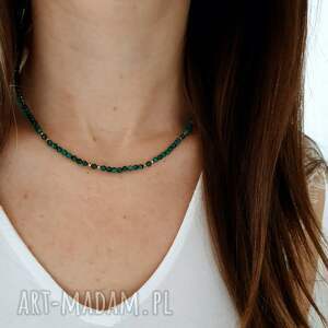 Naszyjnik z malachitu, biżuteria z kamieni, regulowany