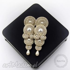 kolczyki soutache glamour light gold - Kavrila biżuteria