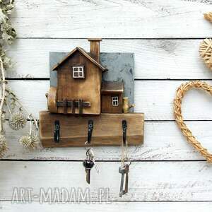 mały, drewniany wieszaczek na klucze - młyn dekoracja ścianę wieszak