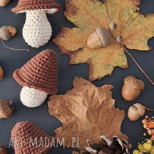 szaraturkusowa zestaw trzech szydełkowych grzybków - brązowa jesień w wersji