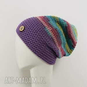 handmade czapki czapka przejściowa cienka beanie smerf bawełna